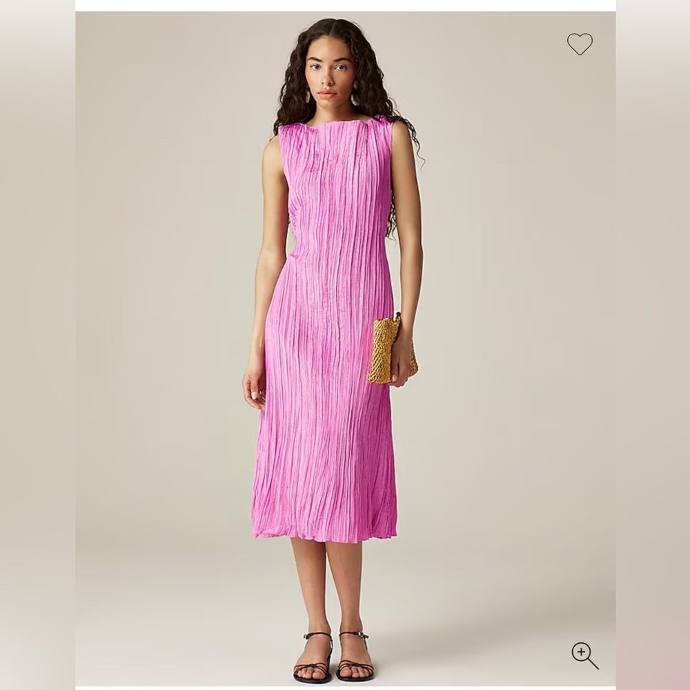 J.Crew Pink Pleated Midi Dress S New with tags